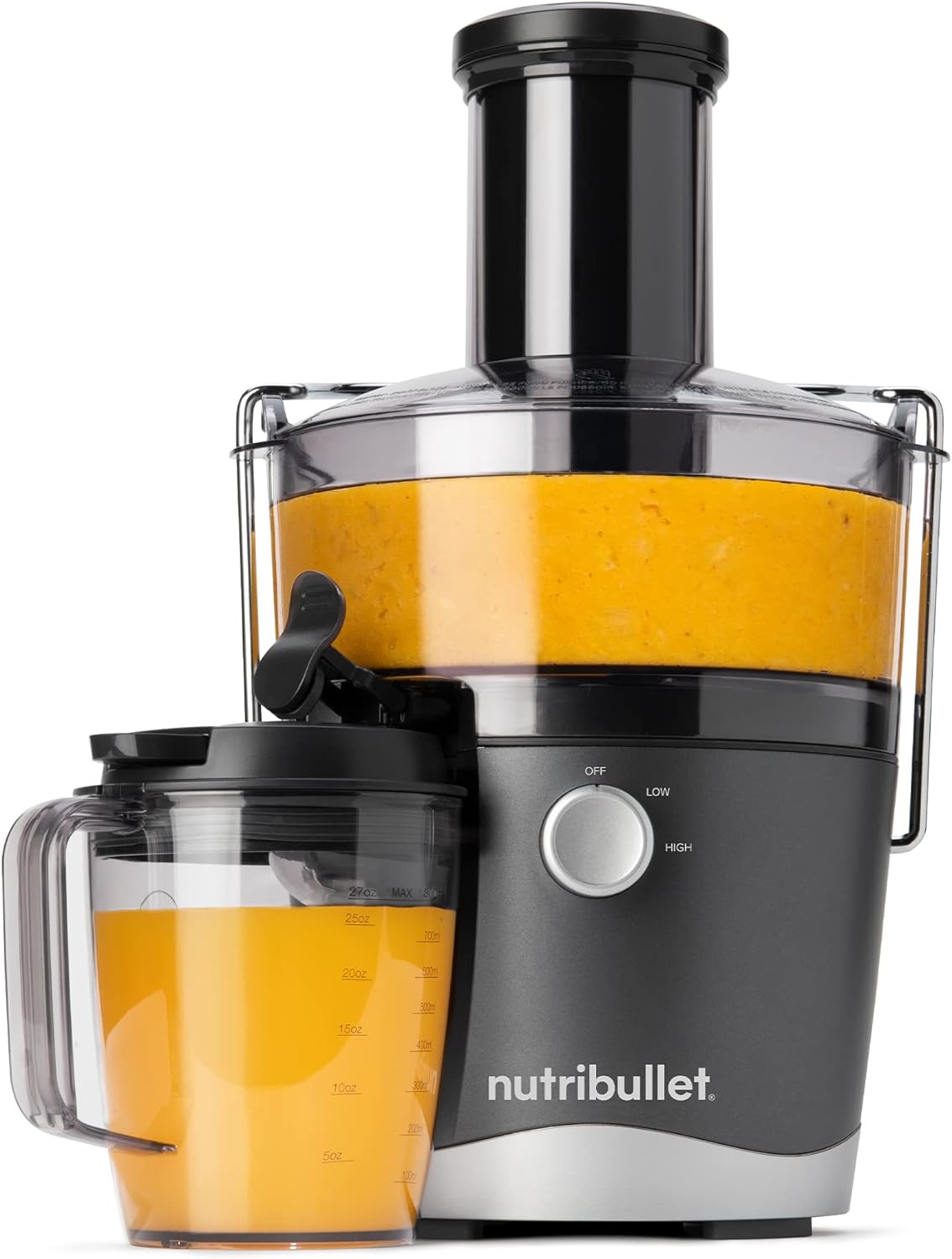 NutriBullet Juicer Centrifugal Juicer Machine for Fruit, Vegetables, and Food Prep, 27 Ounces/1.5 Liters, 800 Watts, Gray NBJ50100