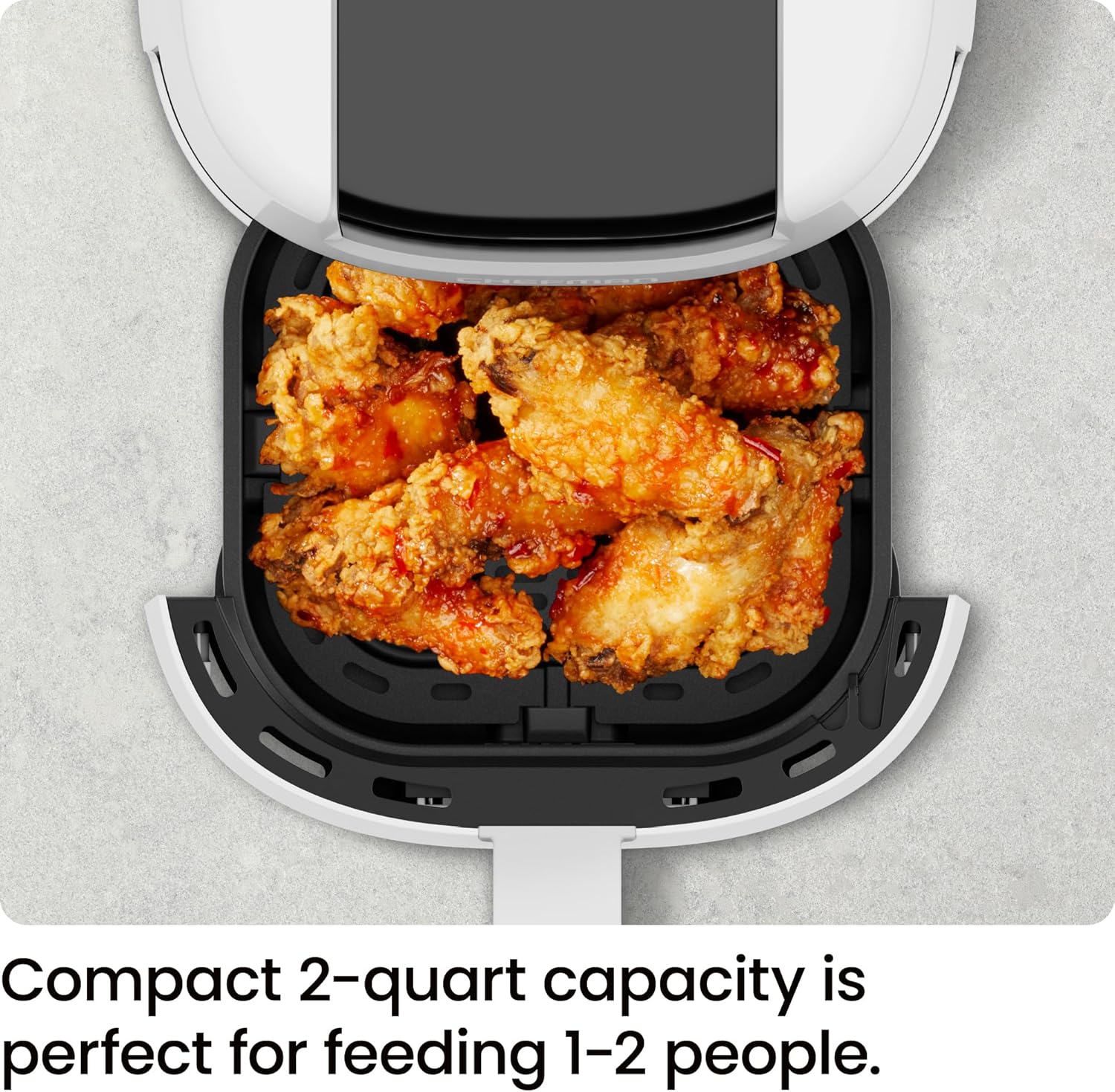 CHEFMAN 2 Qt Mini Air Fryer – Digital Space-Saving Compact Air Fryer with Nonstick and Dishwasher Safe Basket, Quick & Easy Meals in Minutes, Features Digital Timer and Shake Reminder – Grey