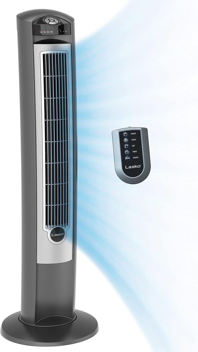 Lasko Oscillating Digital Ceramic Tower Heater for Large Rooms, with Adjustable Thermostat, Timer and Remote Control, 29 Inches, 1500W, Black, 5586