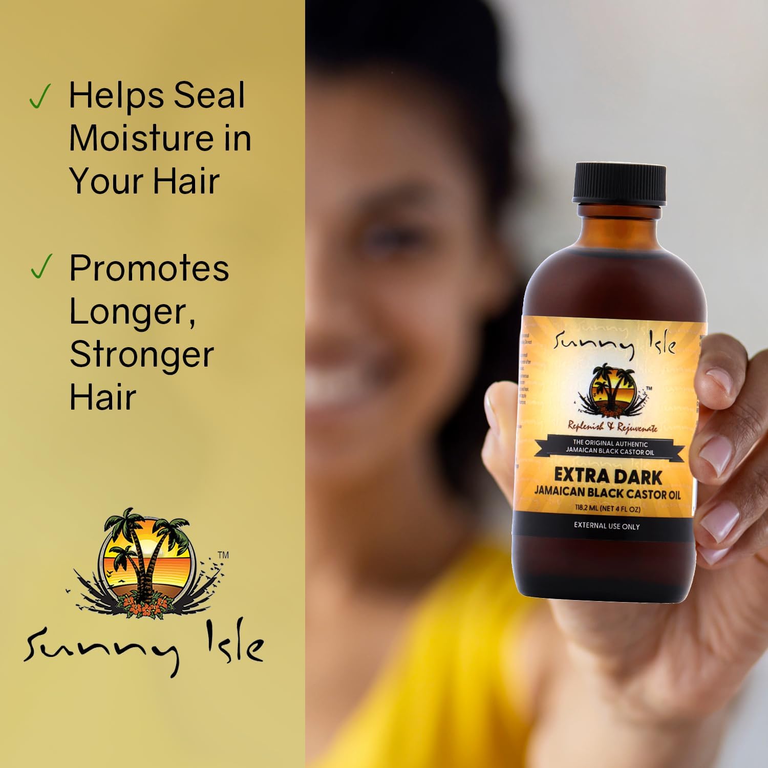 Sunny Isle Jamaican Black Castor Oil 4oz | 100% Natural Treatment for Hair, Scalp and Skin