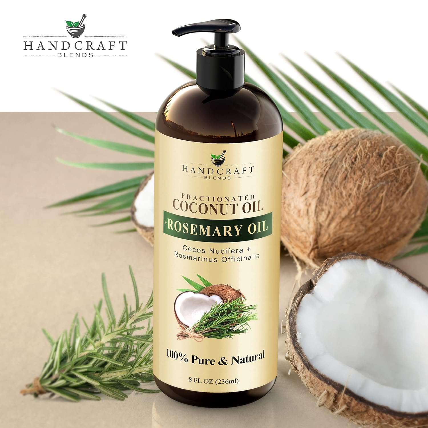Handcraft Blends Fractionated Coconut Oil - 16 Fl Oz - 100% Pure and Natural - Premium Grade Oil for Skin and Hair - Carrier Oil - Hair and Body Oil - Massage Oil - Hair Tonic