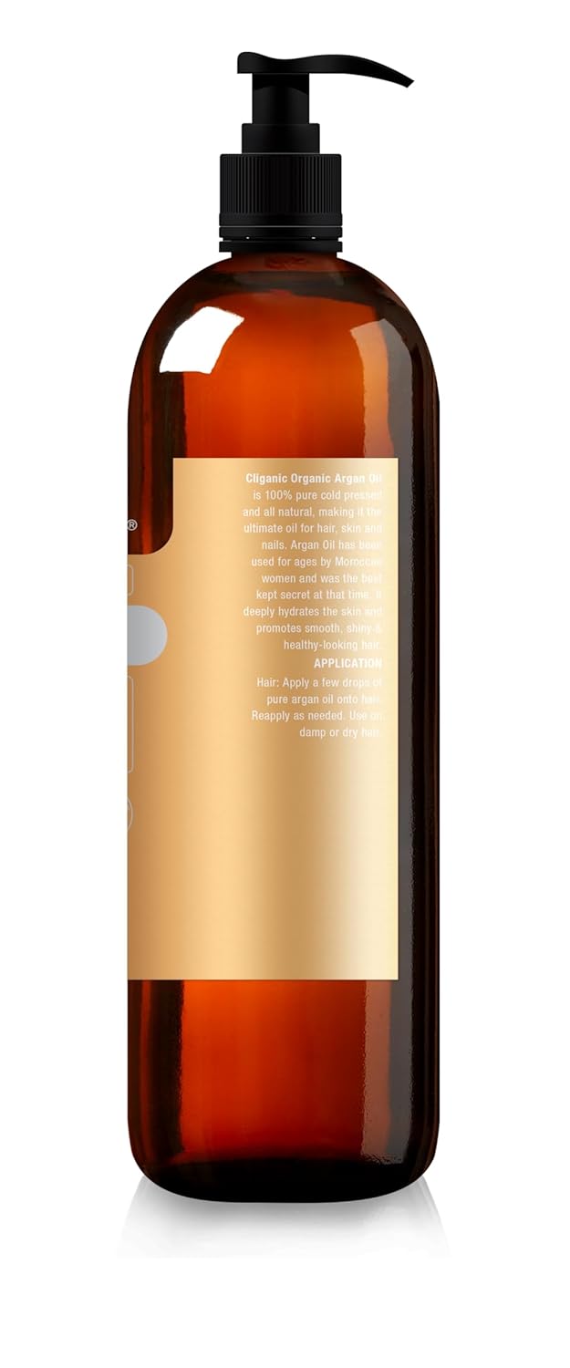 Cliganic Organic Argan Oil, 100% Pure - for Hair, Face & Skin | Cold Pressed Carrier Oil