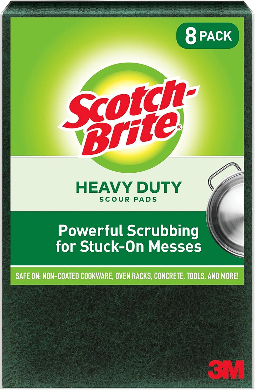 Scotch-Brite Heavy Duty Scour Pads, Great For The Kitchen, Garage and Outdoors, 8 Pads