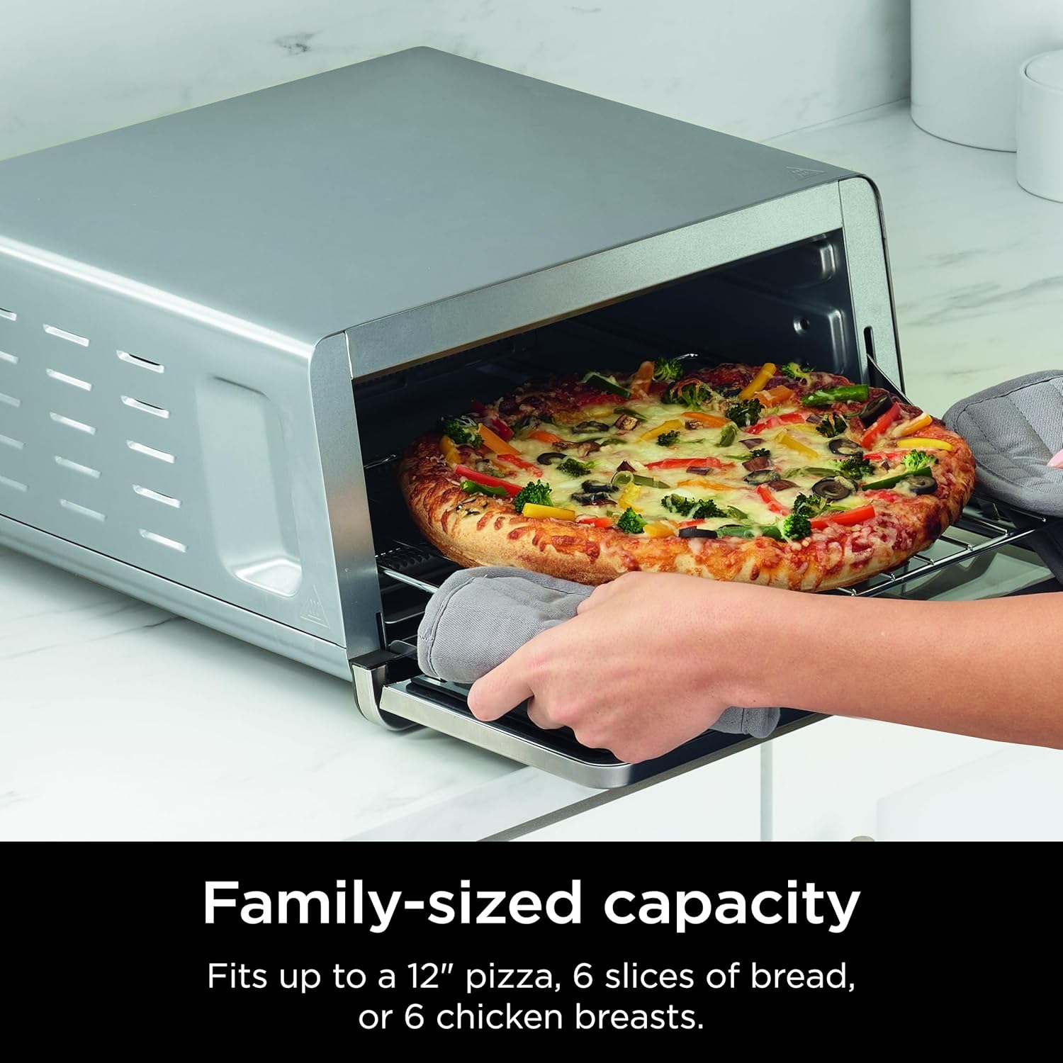 Ninja Flip Toaster Oven&Air Fryer, 8-in-1 Functionality, Flip Up&Away Capability for Storage Space, LargeCapacity, Air Fry Basket, SheetPan, Wire Rack&Removable Crumb Tray, Stainless,1800 watts, SP151