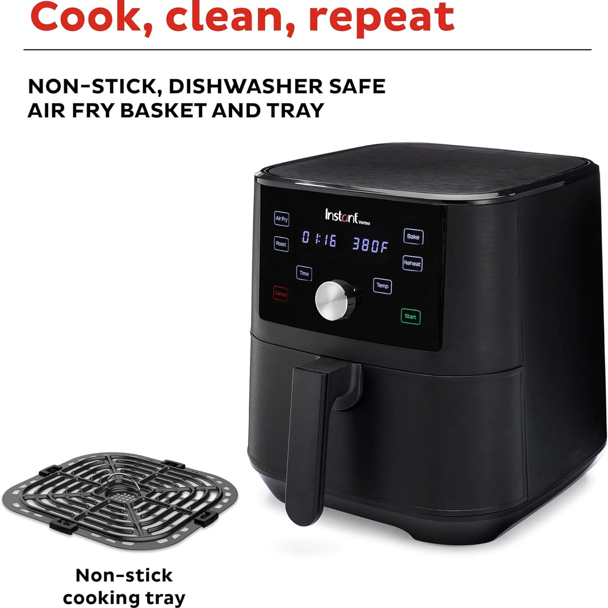 Instant Pot Vortex 4 In 1 Function Air Fryer Oven, 4 Quart, Black
