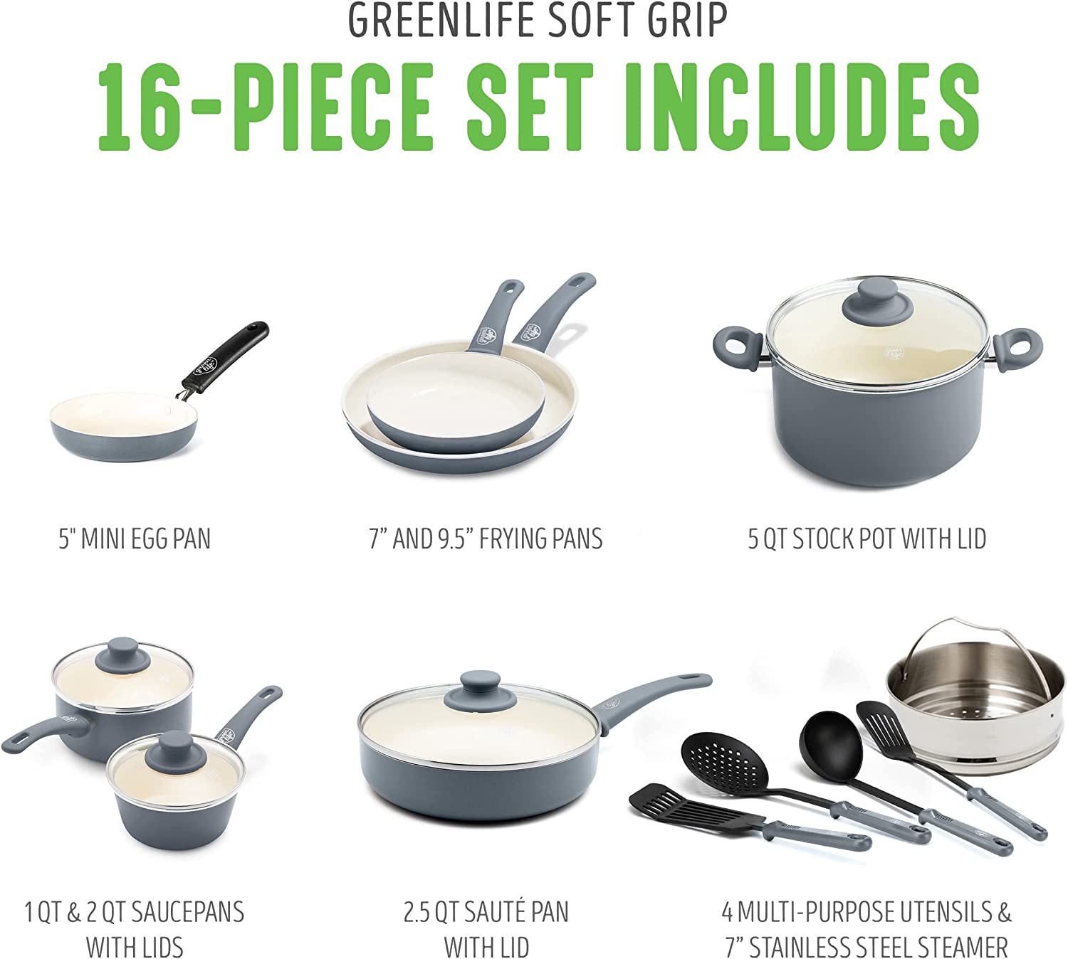 Ceramic non-stick 12-piece pan set