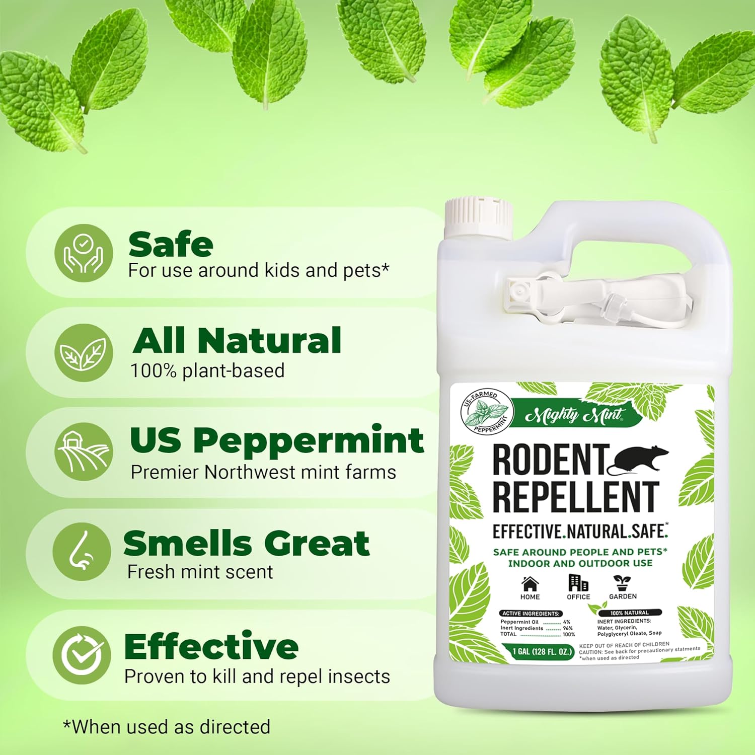 Mighty Mint Gallon (128 oz) Rodent Natural Peppermint Oil Spray