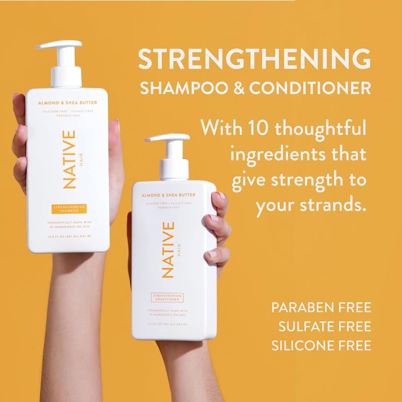 Native Shampoo and Conditioner Set | Sulfate Free, Paraben Free, Dye Free, with Naturally Derived Clean Ingredients| 16.5 oz (Coconut & Vanilla, Moisturizing), 2, 1.3 ounces