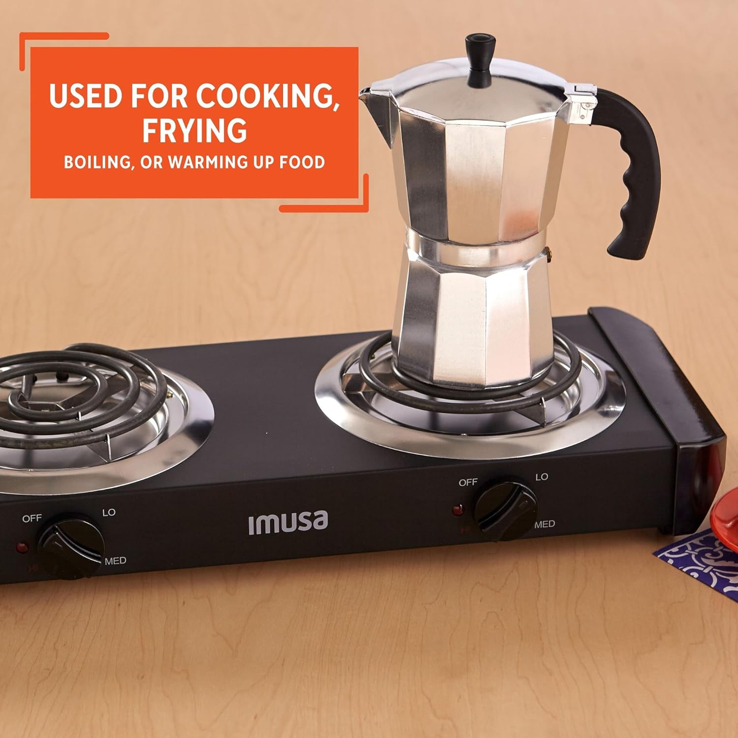 IMUSA USA GAU-80305 Electric Single Burner 1100-Watts, Black