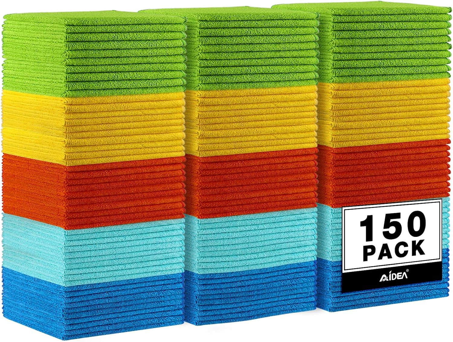 AIDEA Microfiber Cleaning Cloths-50PK, Microfiber Towels for Cars, Premium All-Purpose Car Cloth, Dusting Cloth Cleaning Rags, Absorbent Microfiber Cloth for SUVs, House, Kitchen, Window-12×12