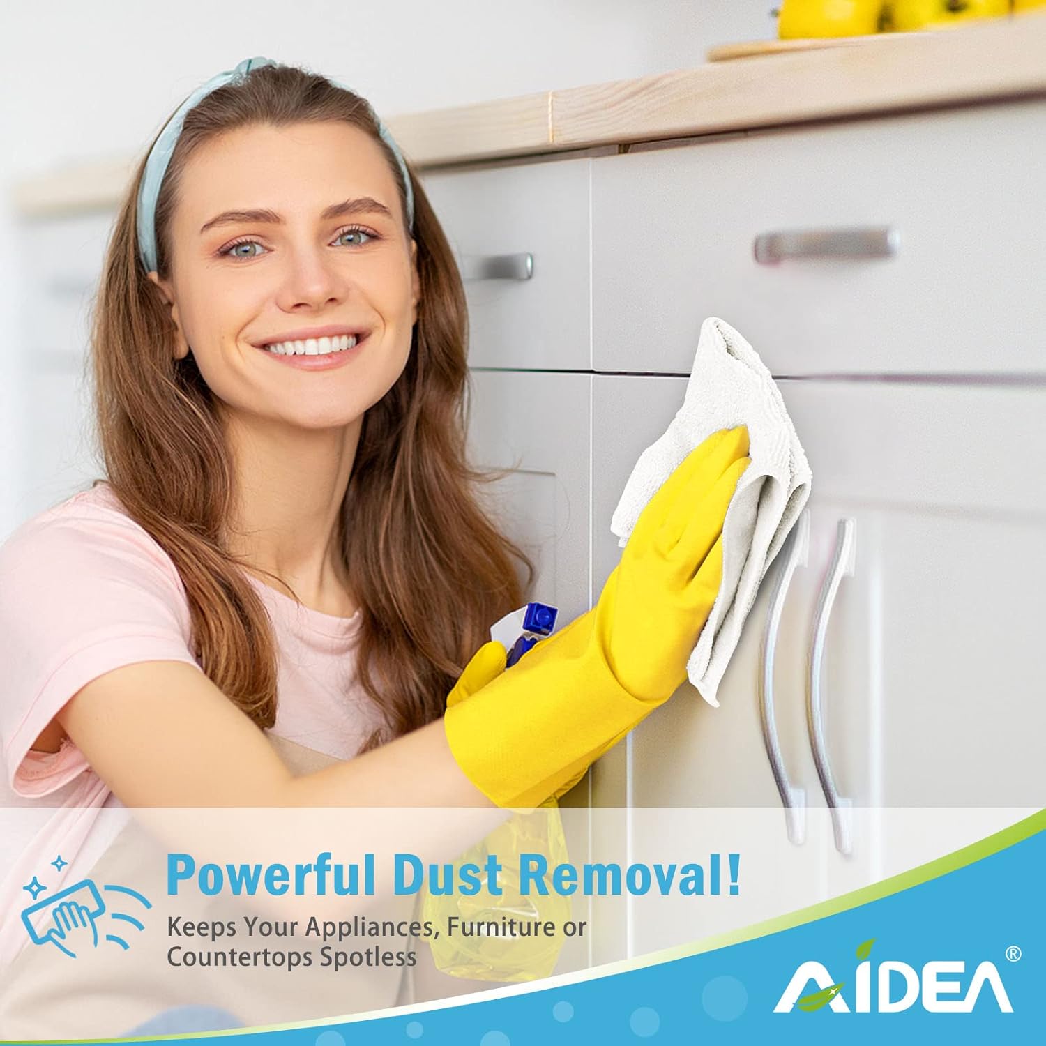 AIDEA Microfiber Cleaning Cloths White-50PK, Absorbent Cleaning Rags, Lint-Free Rags, Kitchen Towels Dusting Cloth, Bar Rags for Cleaning, Cleaning Towels Wash Cloth, Dish Towels White-11.5