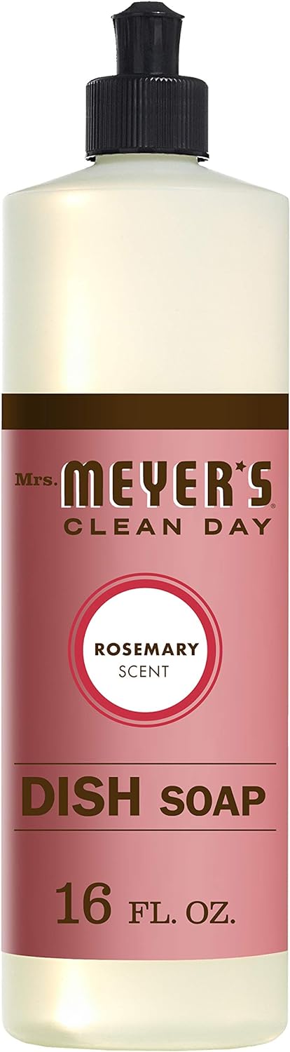 MRS. MEYER'S CLEAN DAY Liquid Dish Soap, Biodegradable Formula, Basil, 16 fl. oz - Pack of 3