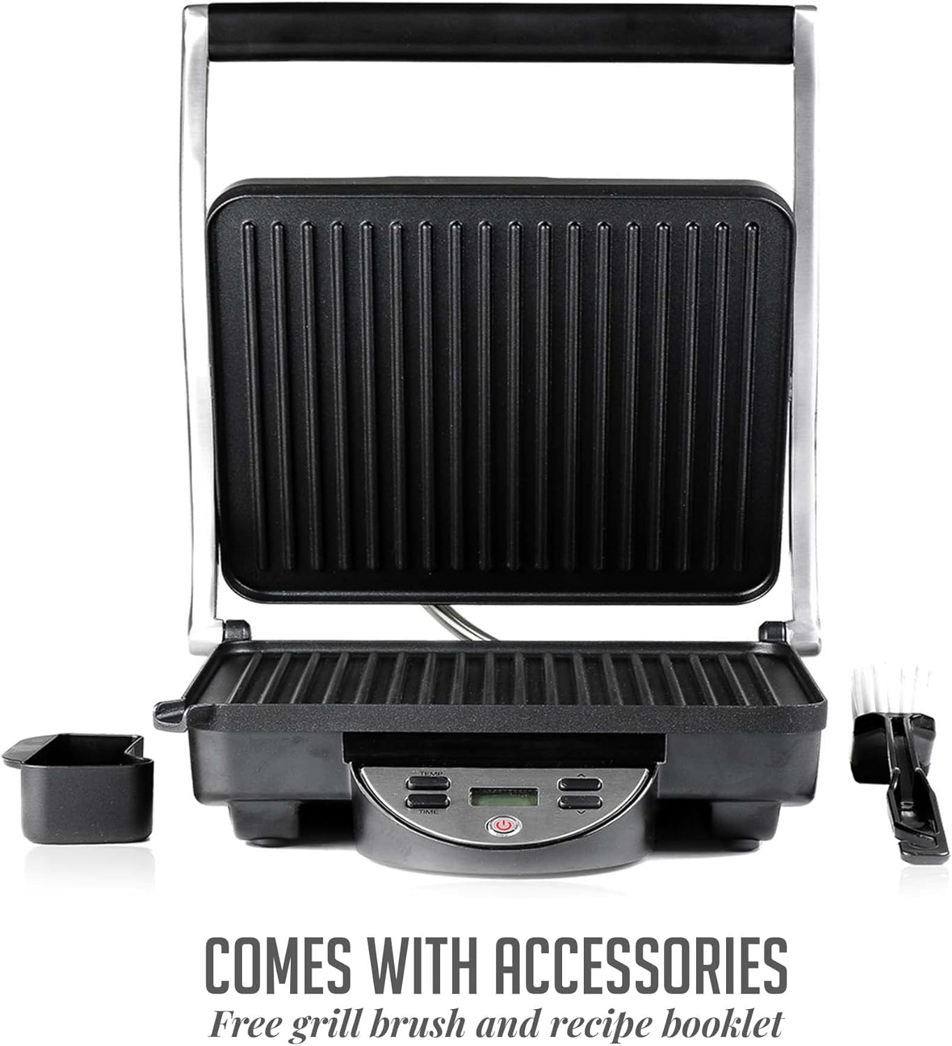 OVENTE Electric Sandwich Maker with Non-Stick Plates, Indicator Lights, Cool Touch Handle, Easy to Clean and Store, Perfect for Cooking Breakfast, Grilled Cheese, Tuna Melts and Snacks, Black GPS401B
