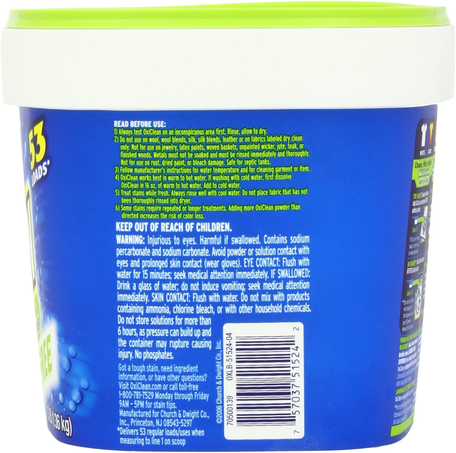 OxiClean Free Versatile Stain Remover Powder, 3 lb