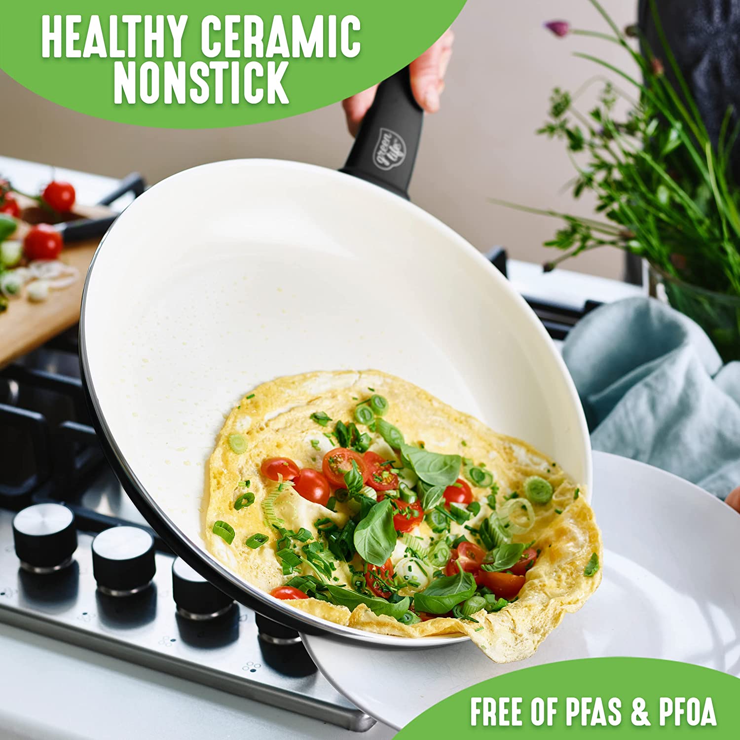 Ceramic non-stick 12-piece pan set