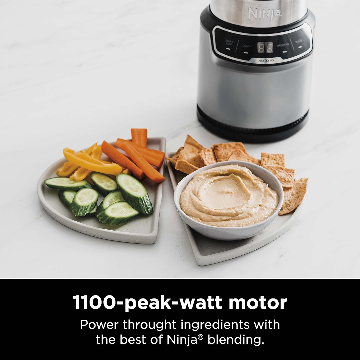 Ninja BN301 Nutri-Blender Plus Compact Personal Blender, 900-Peak-Watt Motor, Frozen Drinks, Smoothies, Sauces & More, (3) 20 oz. To-Go Cups, (2) Spout-Lids (1) Storage-Lid, Dishwasher Safe, Silver