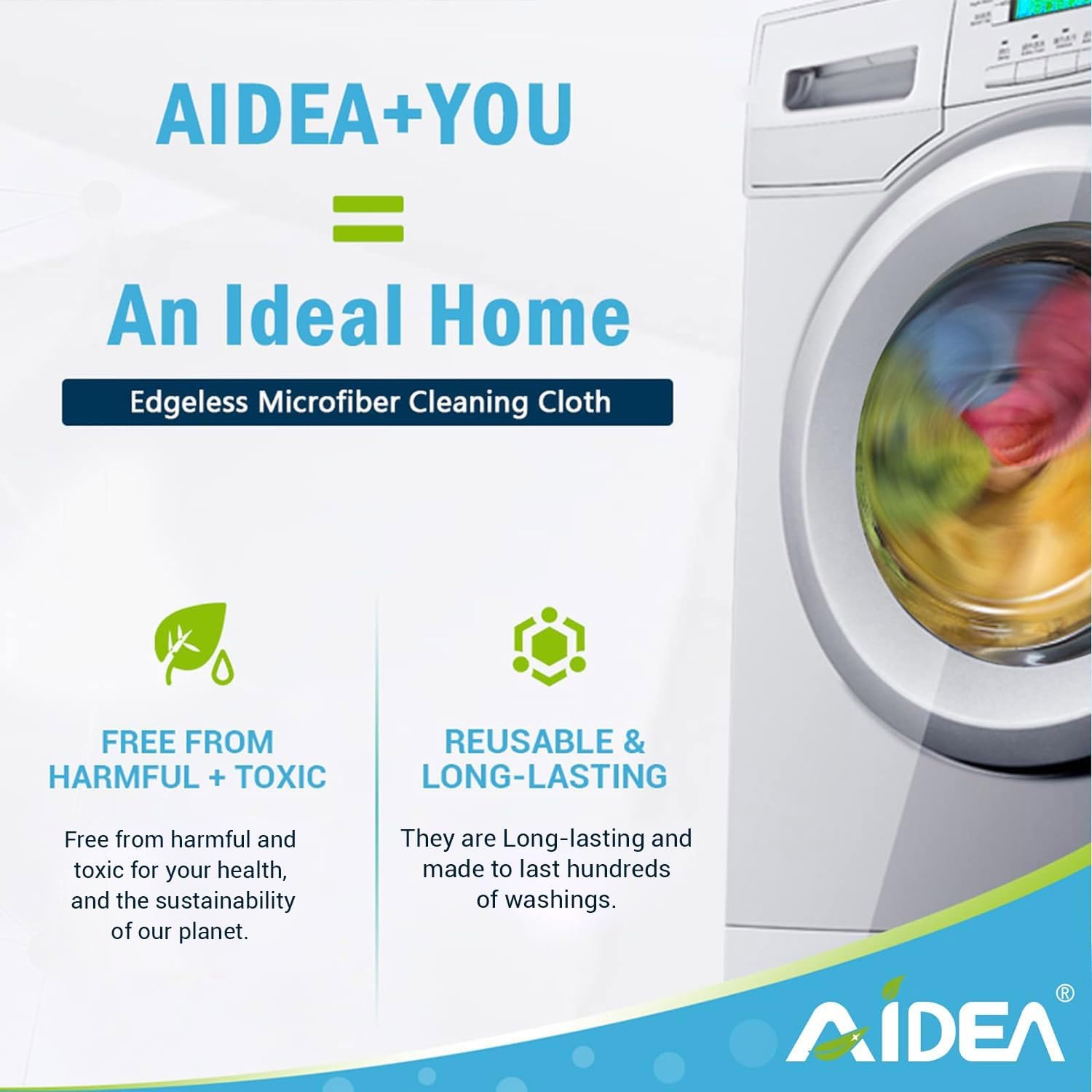 AIDEA Microfiber Cleaning Cloths-8PK, All-Purpose Cleaning Towels, Soft Absorbent Cleaning Rags Kitchen Towels, Lint-Free Dusting Cloth for House, Kitchen, Car, Window-(12in.x 12in.)