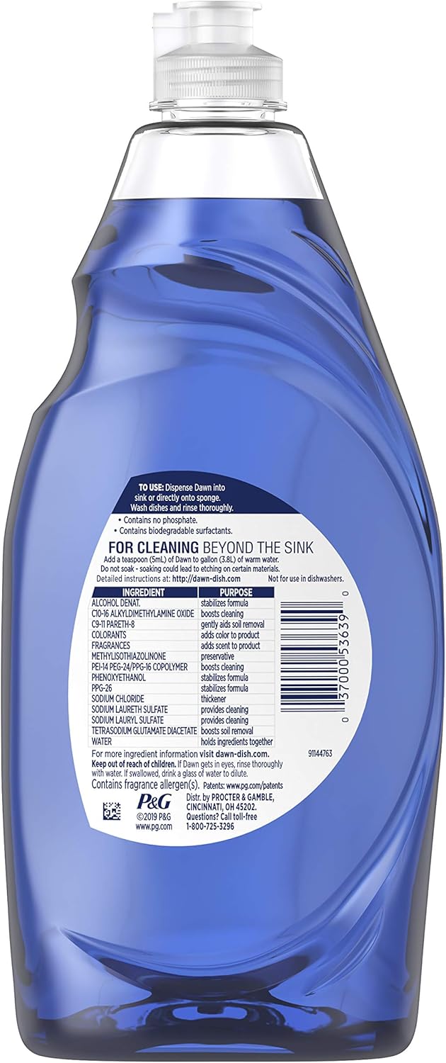 Dawn Platinum Dishwashing Liquid Dish Soap, Refreshing Rain Scent, 32.7 fl oz