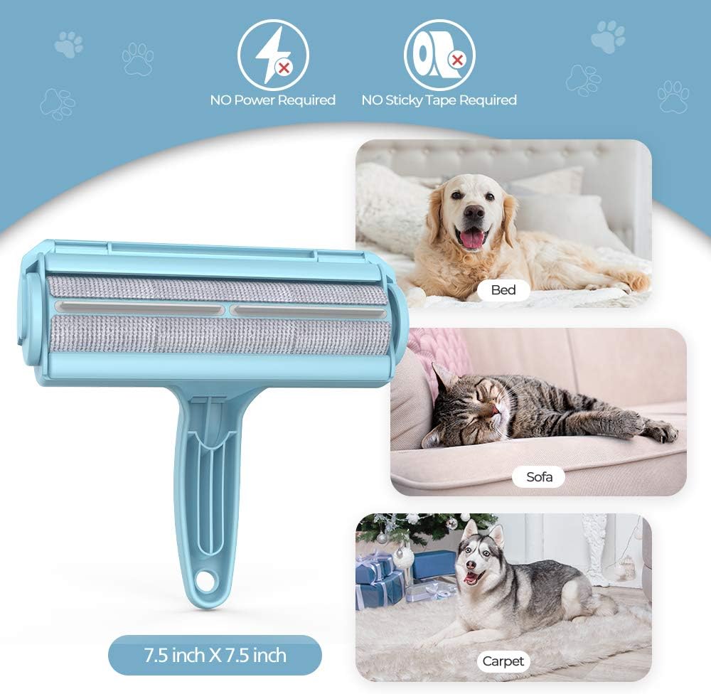 DELOMO Pet Hair Remover - Lint Roller for Pet Hair - Cat and Dog Hair Remover for Couch, Furniture, Carpet, Car Seat, Reusable Roller W/Self-Cleaning Base - Upgraded Animal Fur Removal Tool