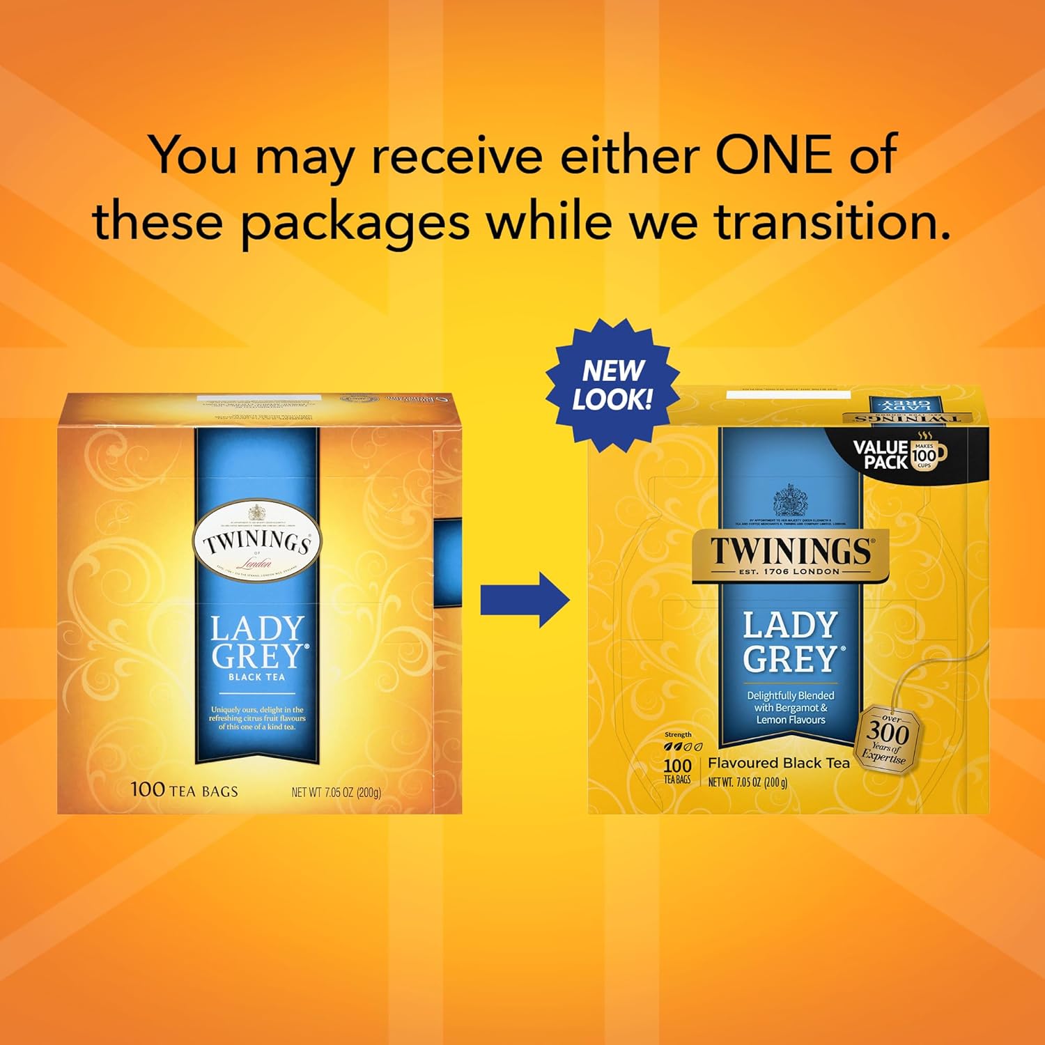 Twinings English Breakfast Black Tea Individually Wrapped Bags, 100 Count (Pack of 1), Smooth, Flavourful, and Robust, Caffeinated, Enjoy Hot or Iced | Packaging May Vary
