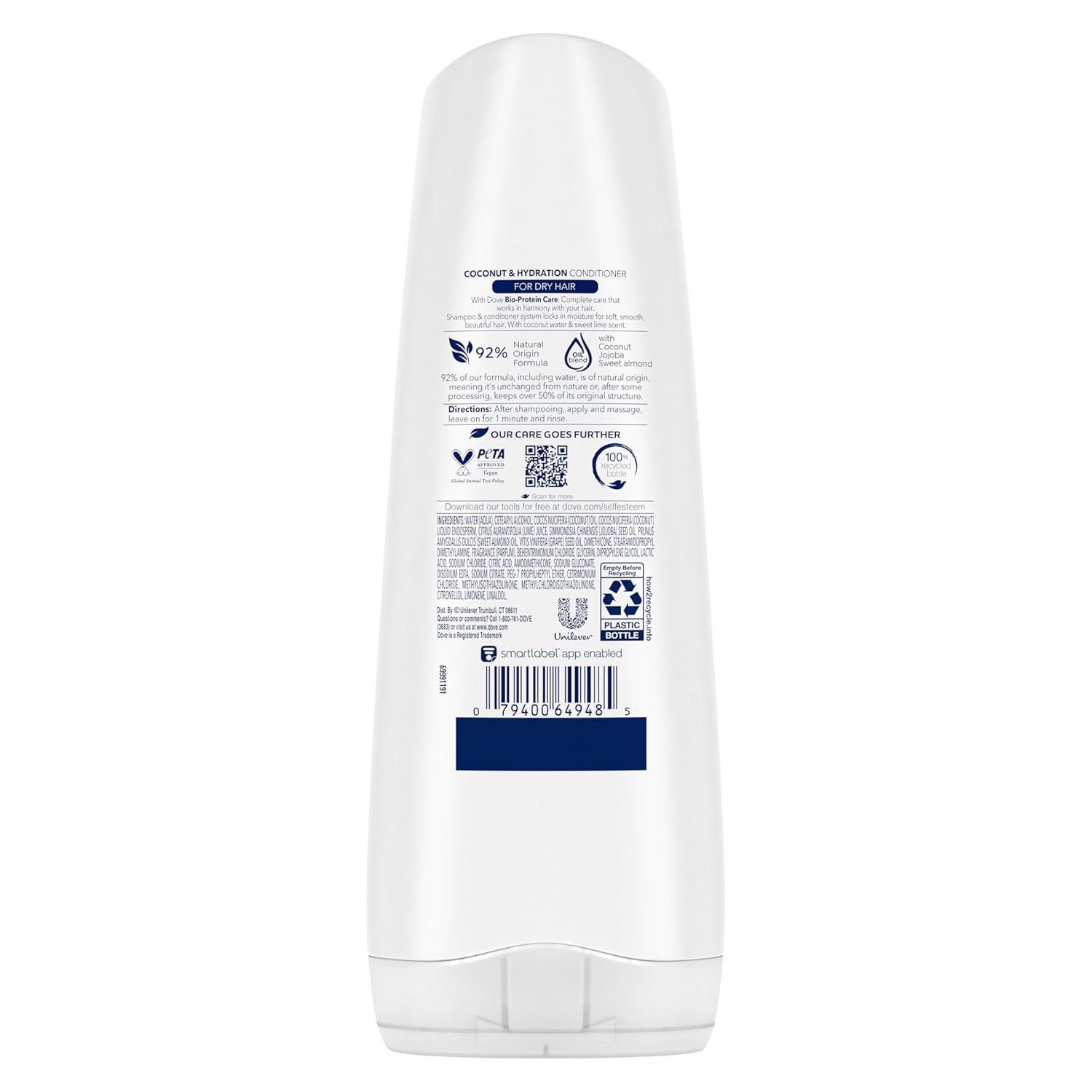 Dove Ultra Care Coconut & Hydration Conditioner for Dry Hair with Jojoba and Sweet Almond Oils, 25.4 oz