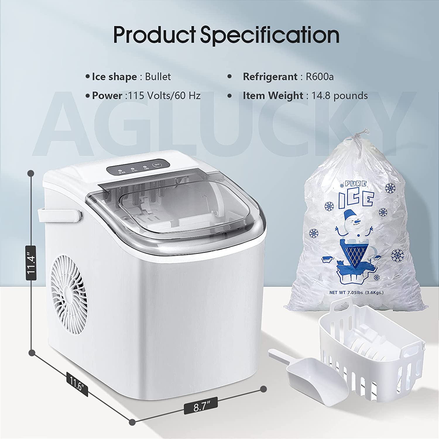 Silonn Ice Makers Countertop,Protable Ice Maker Machine with Handle,Self-Cleaning Ice Maker, 26Lbs/24H, 9 Ice Cubes Ready in 8 Mins, for Home/Office/Kitchen