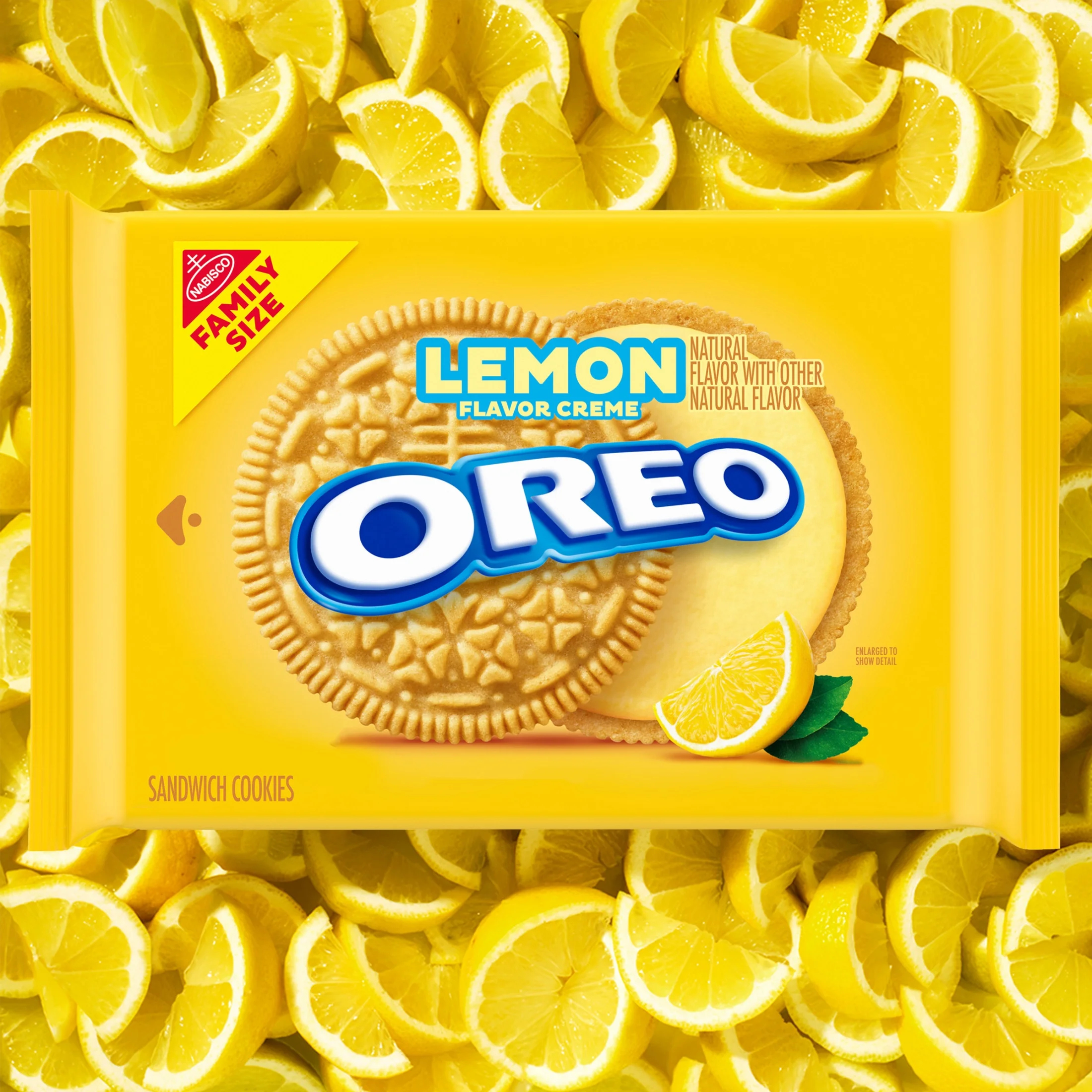 (3 pack) OREO Lemon Creme Sandwich Cookies, Family Size, 18.71 oz