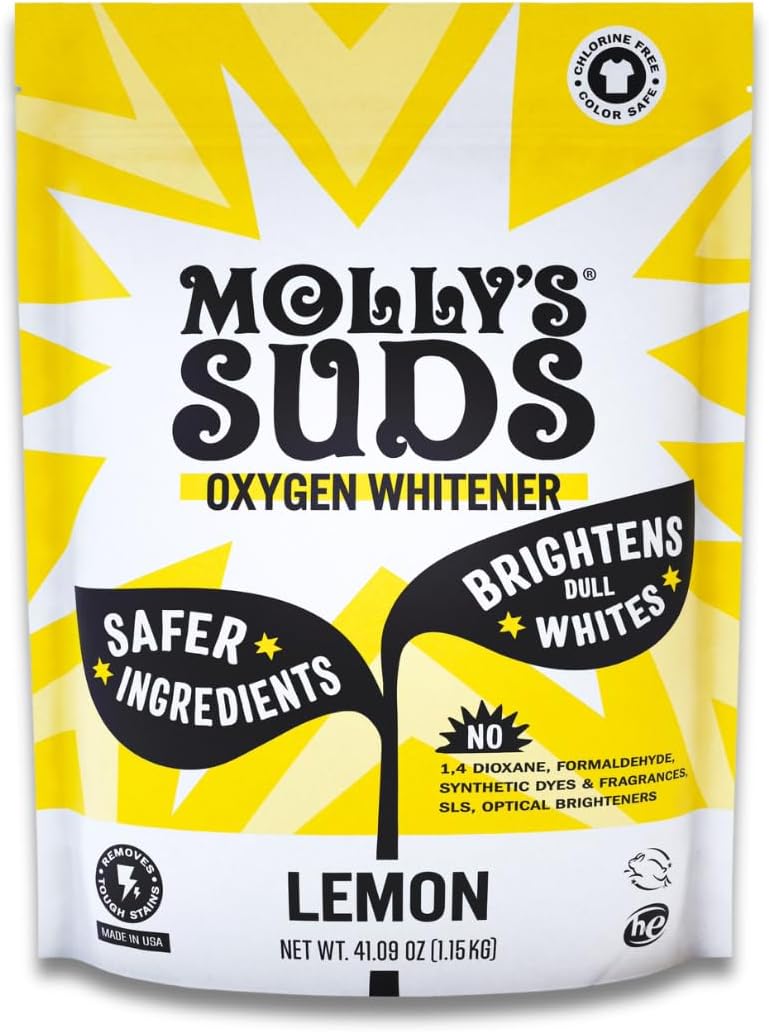 Molly's Suds Oxygen Whitener | Powerful Bleach Alternative, Chlorine Free & Color Safe | Brightens Whites and Removes Stains (Lavender Essential Oil - 79 oz)
