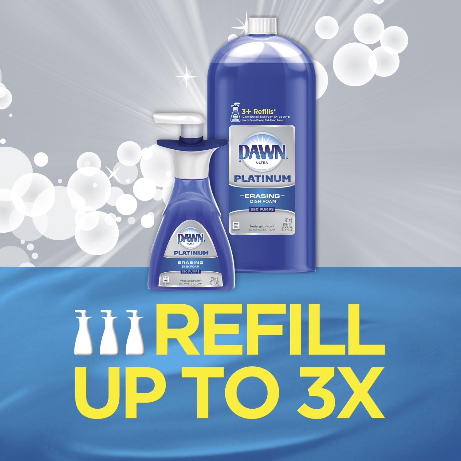 Dawn Ultra Platinum Foam Dishwashing Foam, Fresh Rapids Scent, 10.1 fl oz (Packaging May Vary)