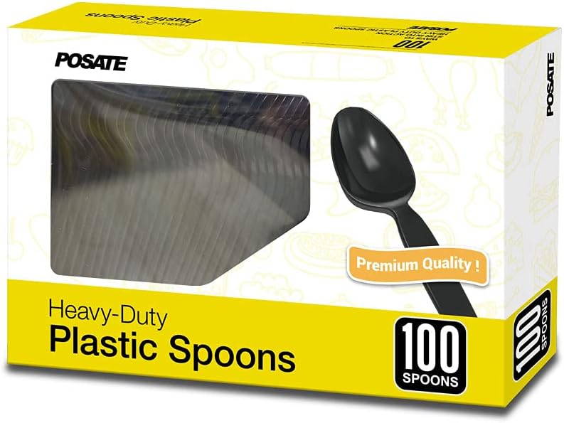 POSATE Heavyweight Plastic Spoons, Clear, 100 Count