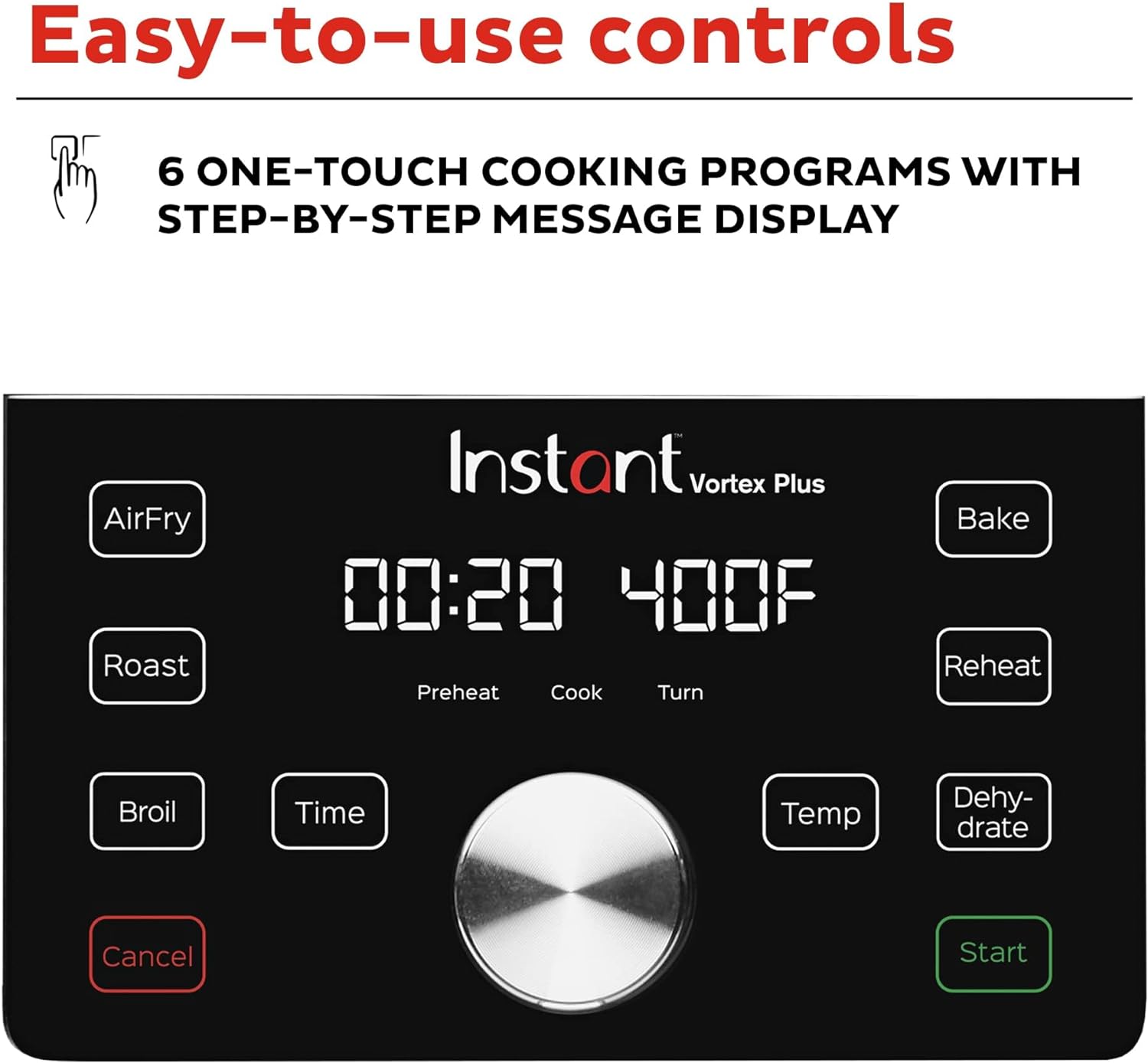 Instant Vortex Plus 6QT XL Air Fryer, 6-in-1, Broils, Dehydrates, Crisps, Roasts, Reheats, Bakes for Quick Easy Meals, 100+ In-App Recipes, Dishwasher-Safe, from the Makers of Instant Pot, Black