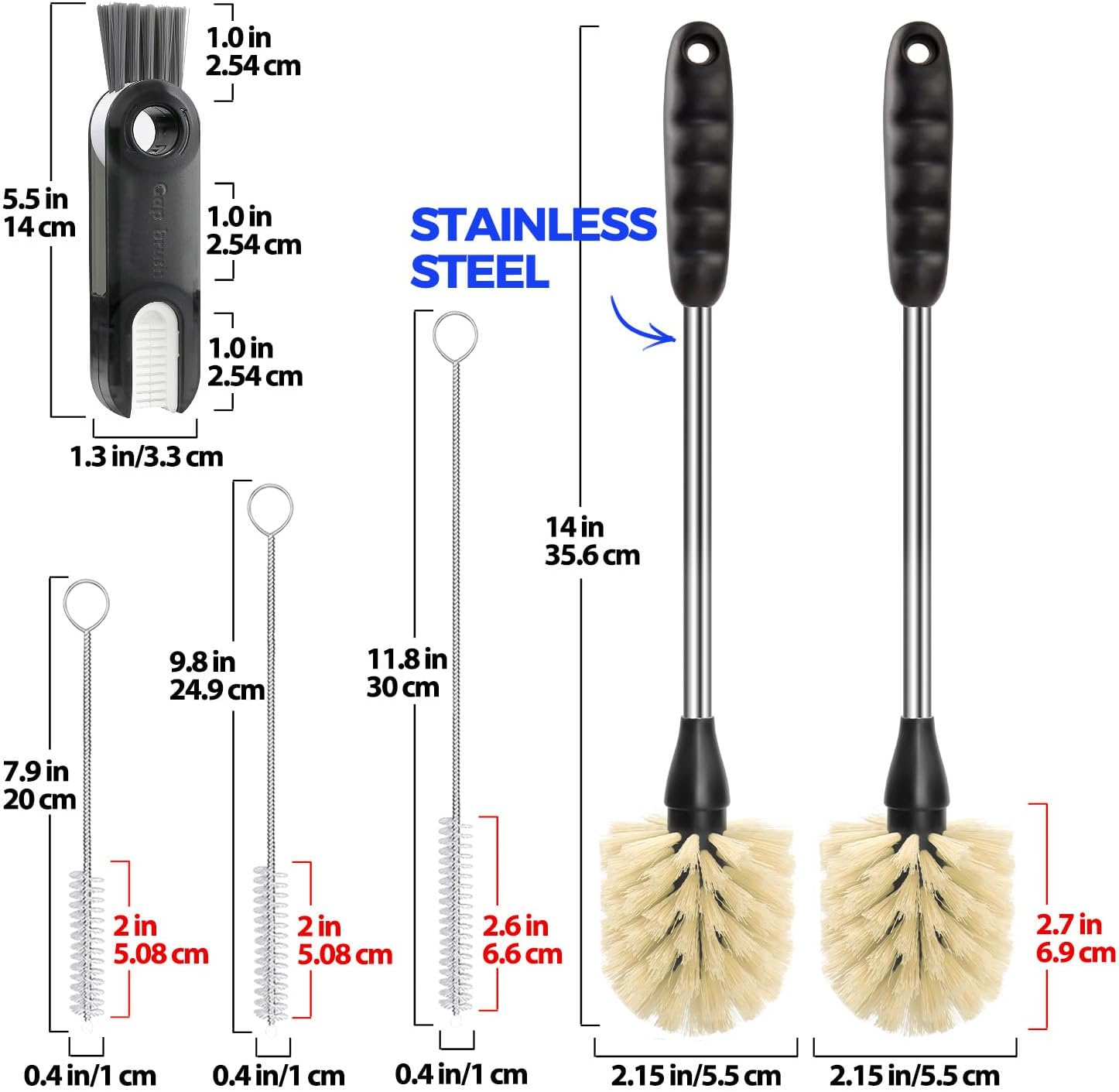 Holikme 6 Pack Bottle Brush Set, 14