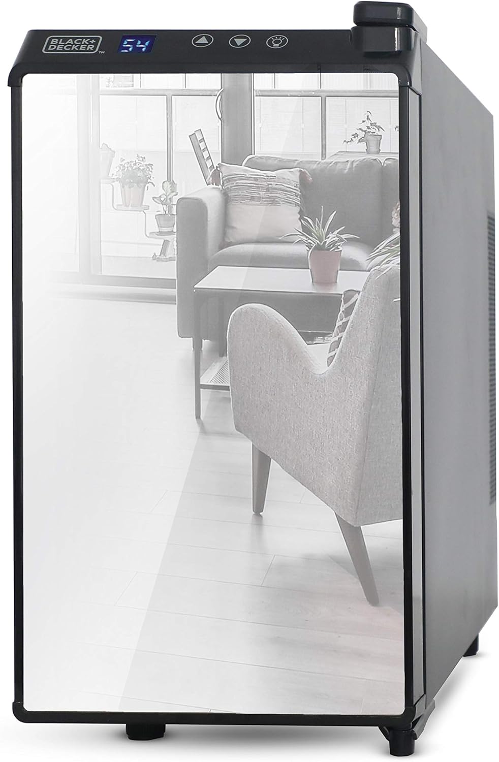 BLACK+DECKER Wine Fridge 12 Bottles, Thermoelectric Wine Cooler Refrigerator with Mirrored Front, Freestanding 12 Bottle Wine Fridge, BD60336