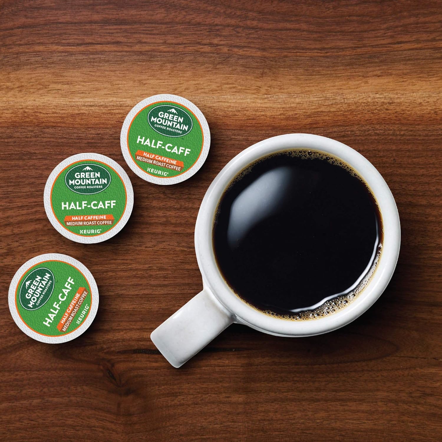 Green Mountain Coffee Roasters Half Caff Keurig Single-Serve K-Cup pods, Medium Roast Coffee, 72 Count (6 Packs of 12)