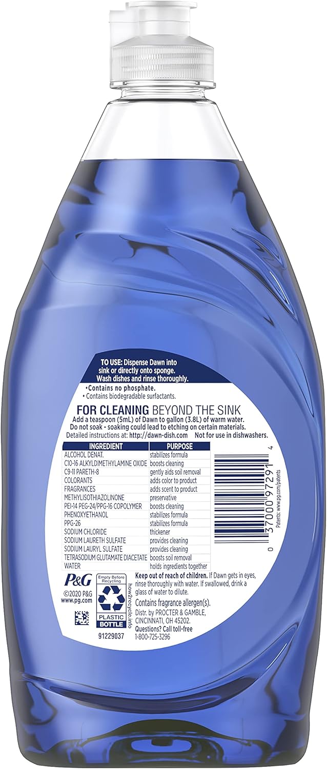 Dawn Platinum Dishwashing Liquid Dish Soap, Refreshing Rain Scent, 32.7 fl oz