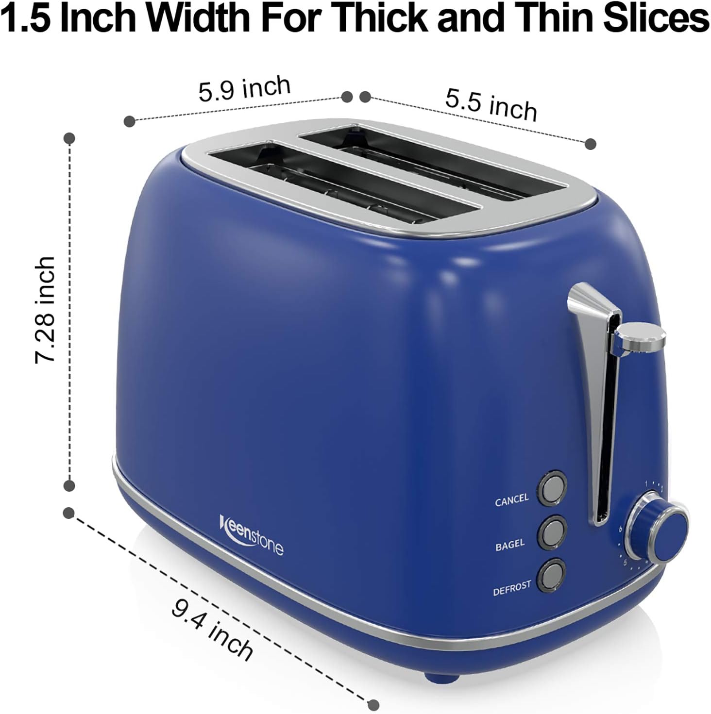 2 Slice Stainless Steel Toaster Retro with 6 Bread Shade Settings, Bagel, Cancel, Defrost Function, 2 Slice Toaster with Extra Wide Slot, Removable Crumb Tray, White