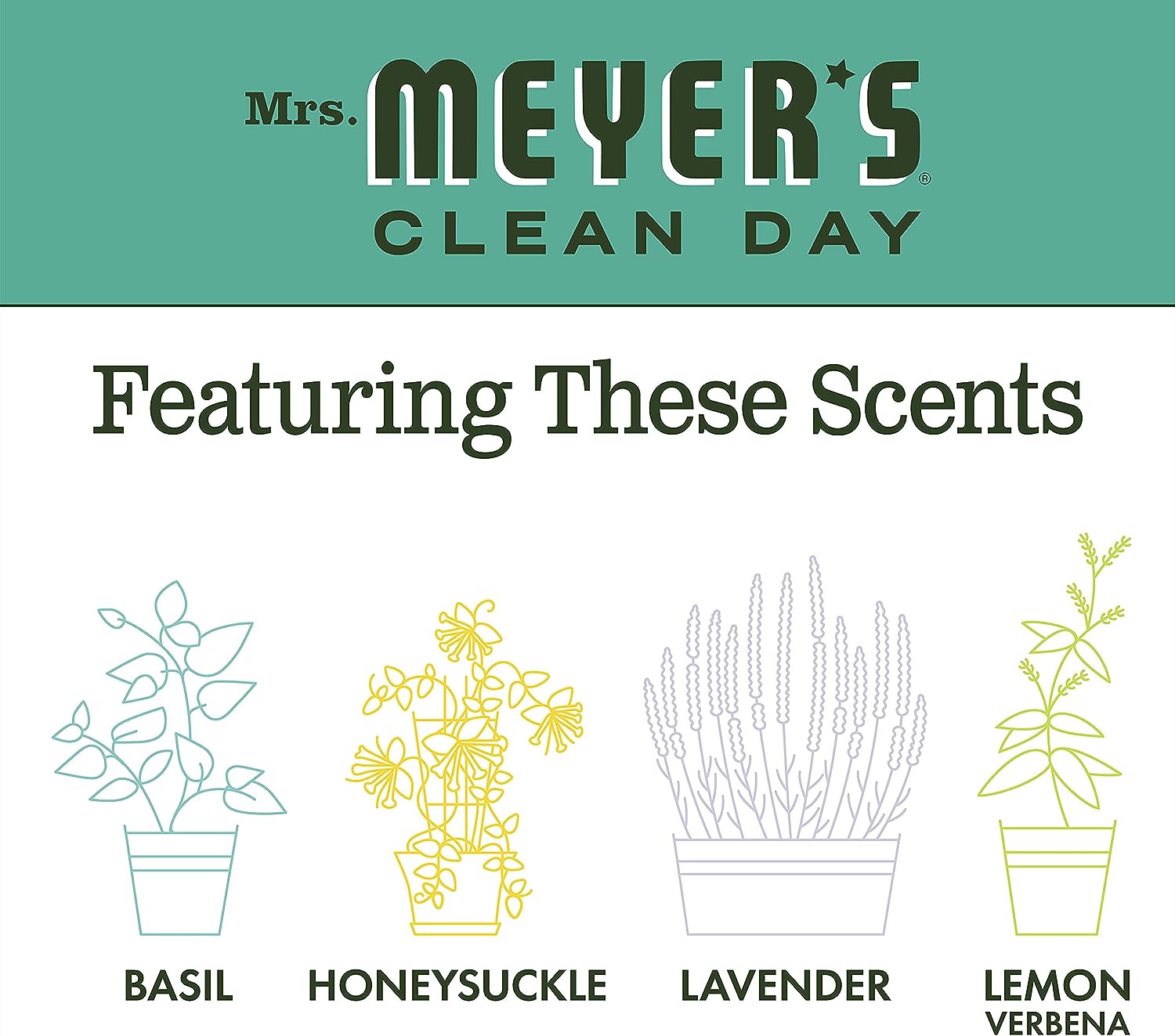Mrs. Meyer's Liquid Dish Soap, Biodegradable Formula, Basil, 16 fl. oz - Pack of 3
