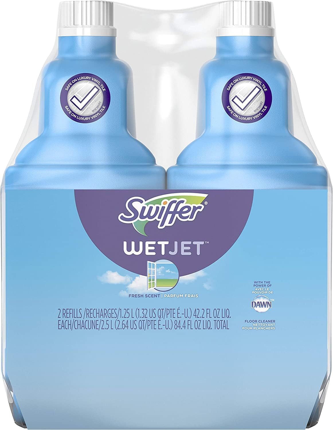 Swiffer WetJet Multi-Purpose Floor Cleaner Solution with Febreze Refill, Lavender Scent, 1.25 Liter -42.2 Fl Oz (Pack of 2)