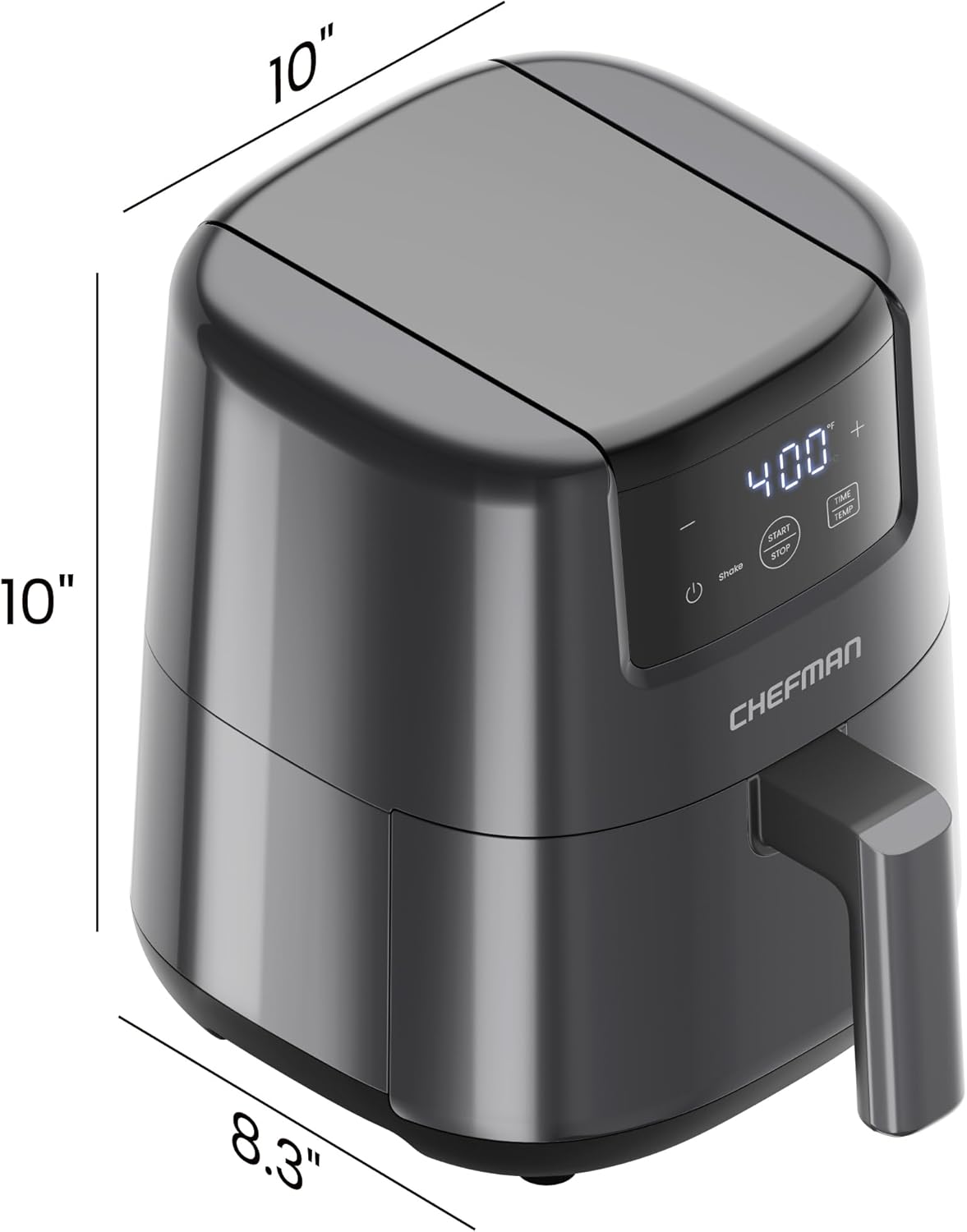 CHEFMAN 2 Qt Mini Air Fryer – Digital Space-Saving Compact Air Fryer with Nonstick and Dishwasher Safe Basket, Quick & Easy Meals in Minutes, Features Digital Timer and Shake Reminder – Grey