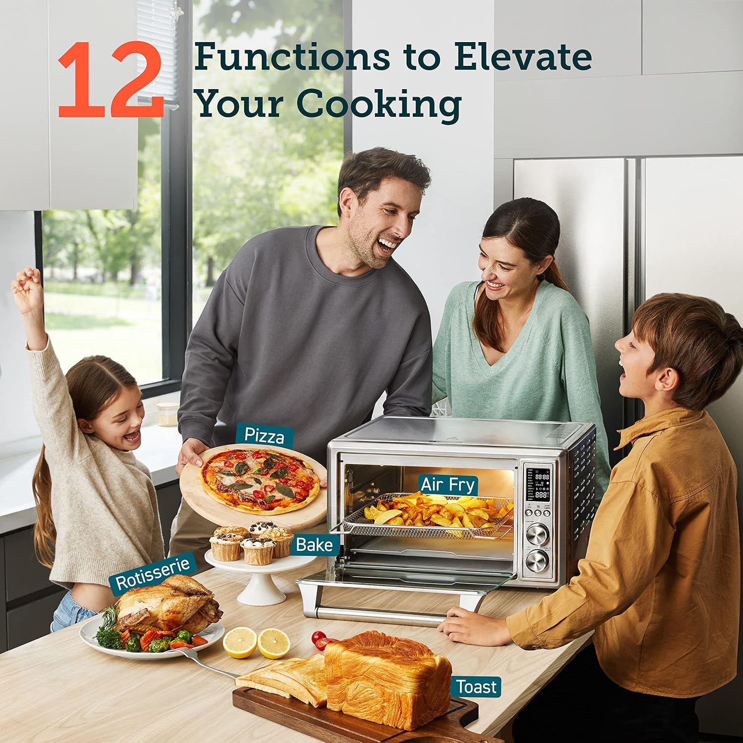 COSORI Smart 11-in-1 Air Fryer Toaster Oven Combo, Airfryer Convection Oven Countertop, Bake, Roast, Reheat, Broil, Dehydrate, 94 Recipes & 3 Accessories, 26QT, Silver, Stainless Steel