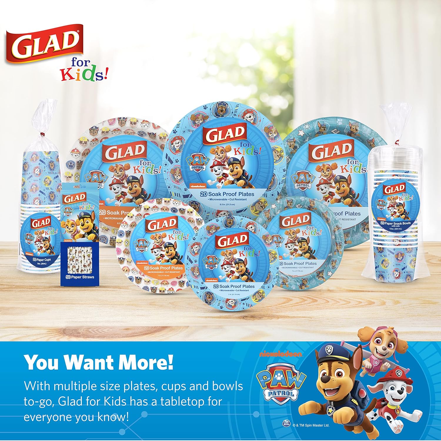 Glad for Kids Paw Patrol Paper Plates - Disposable Heavy Duty Paper Plates - Microwave Safe Kids Paw Patrol Birthday Party Cake Plates - Paw Patrol Plates for All Occasions - 20 Count, 8.5 Inch