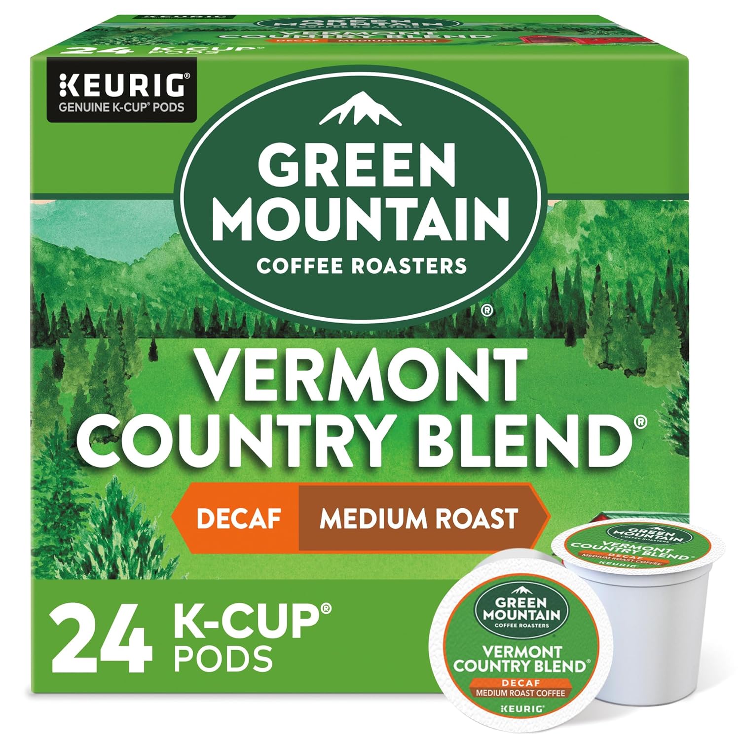 Green Mountain Coffee Roasters Half Caff Keurig Single-Serve K-Cup pods, Medium Roast Coffee, 72 Count (6 Packs of 12)