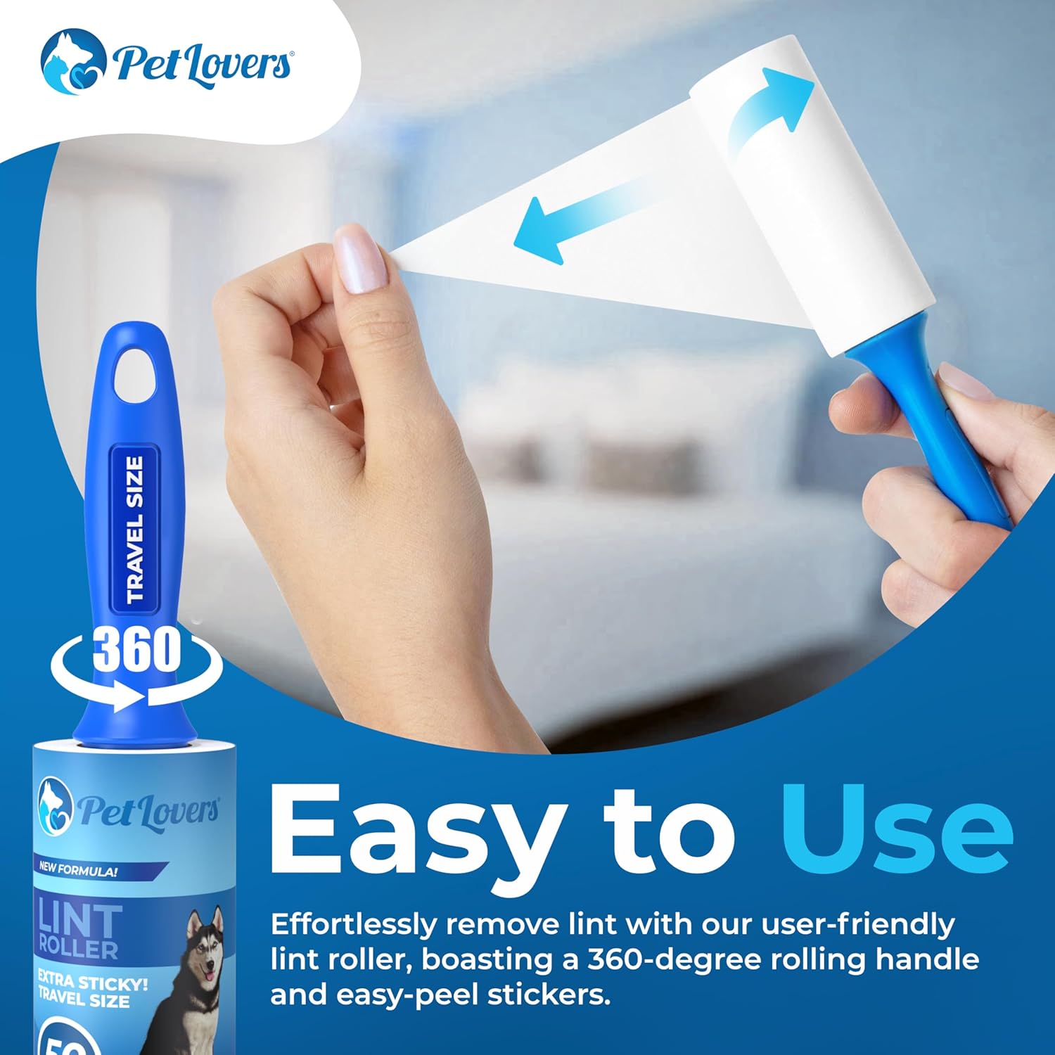 PetLovers Lint Rollers for Pet Hair Extra Sticky 420 Sheets - Lint Remover for Clothes