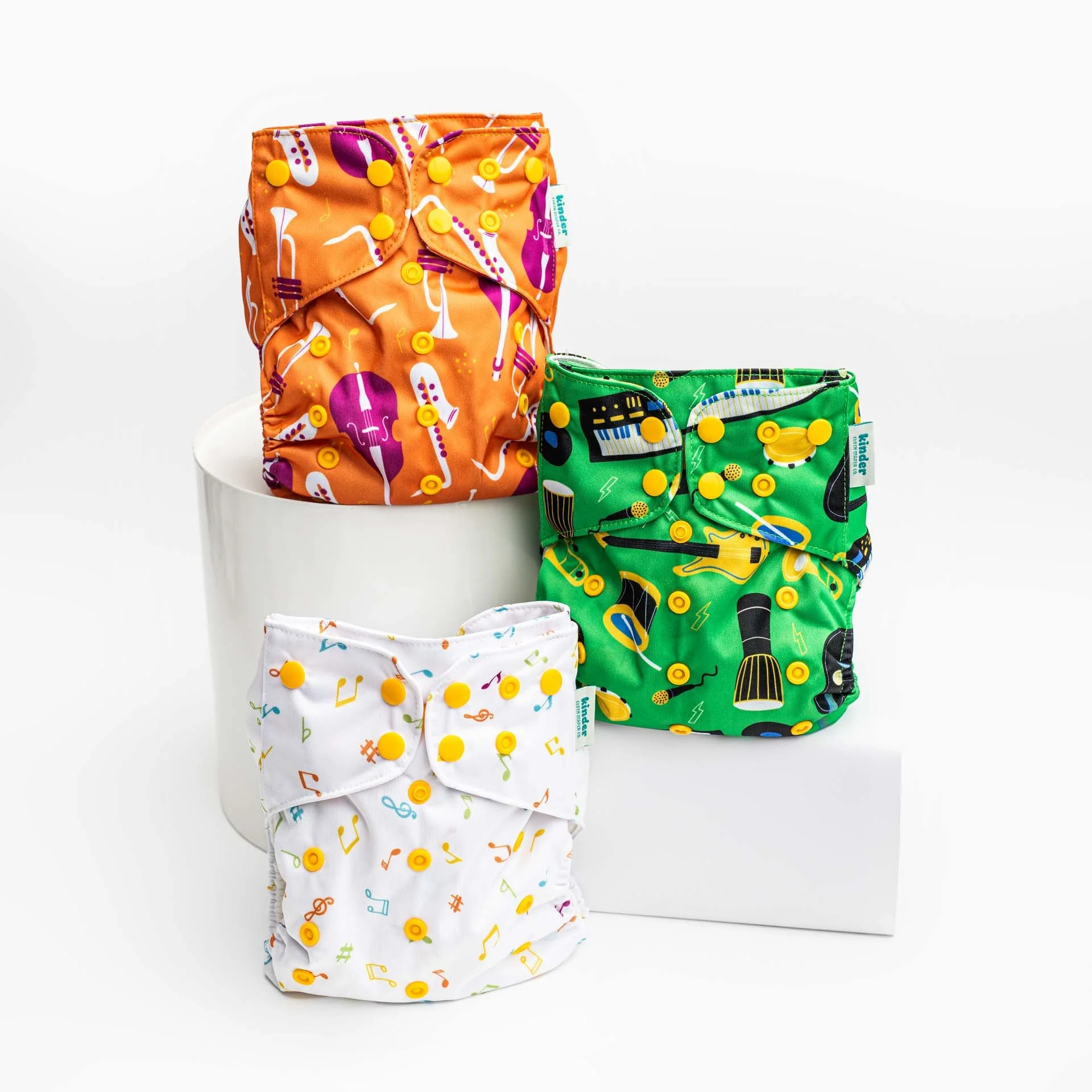 Kinder Cloth Diaper Co. Patterned Basics Pocket Cloth Diaper with Athletic Wicking Jersey