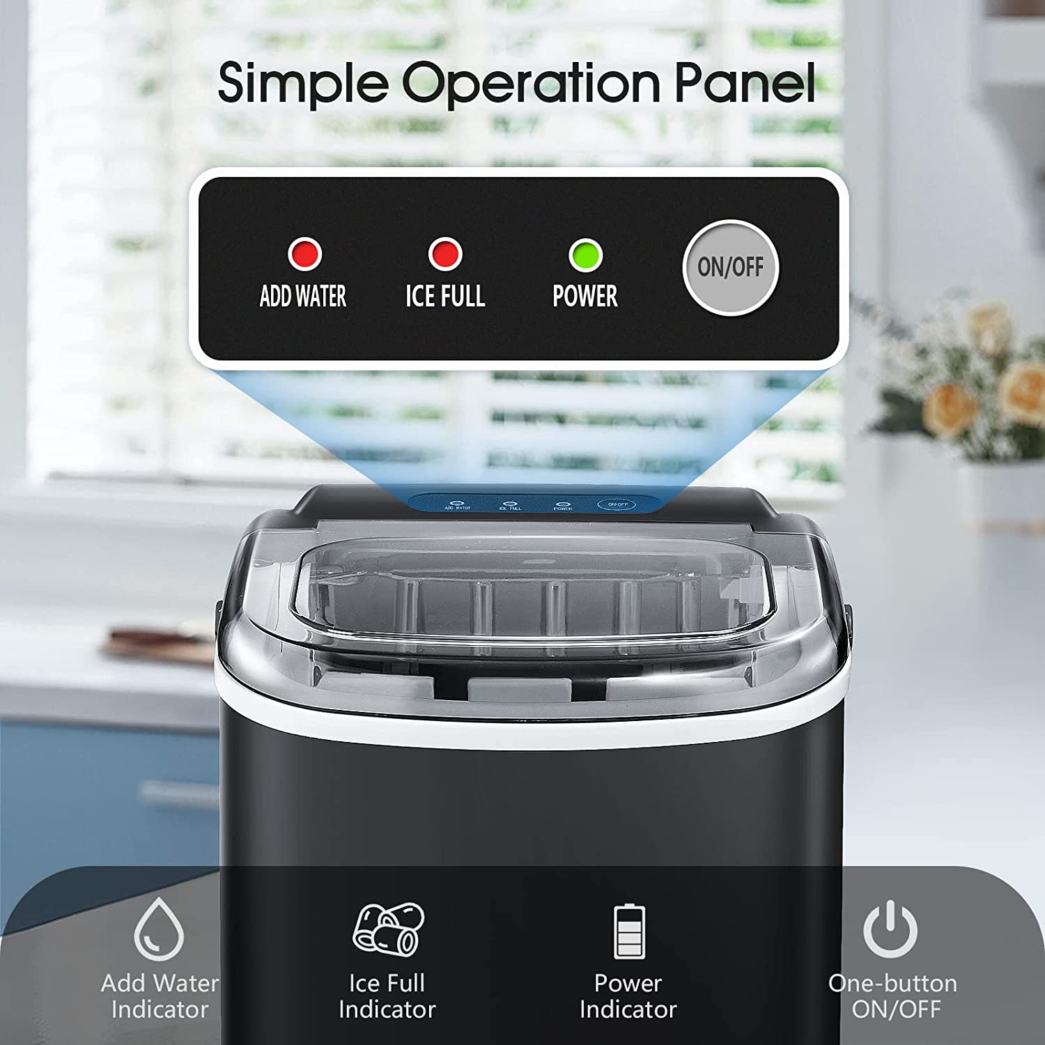 Silonn Ice Makers Countertop,Protable Ice Maker Machine with Handle,Self-Cleaning Ice Maker, 26Lbs/24H, 9 Ice Cubes Ready in 8 Mins, for Home/Office/Kitchen