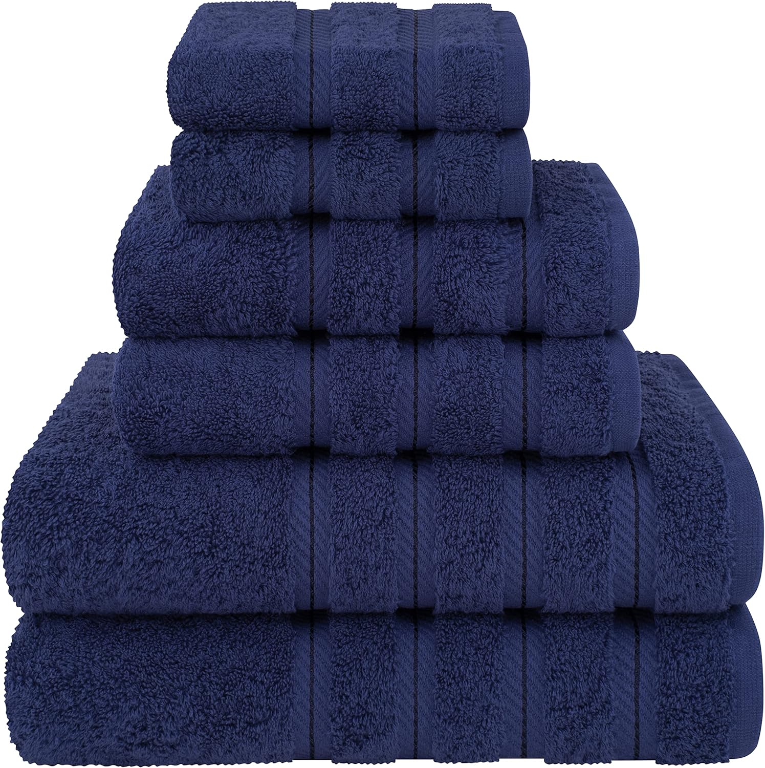 American Soft Linen Luxury 6 Piece Towel Set, 2 Bath Towels 2 Hand Towels 2 Washcloths, 100% Cotton Turkish Towels for Bathroom, Light Grey Towel Sets
