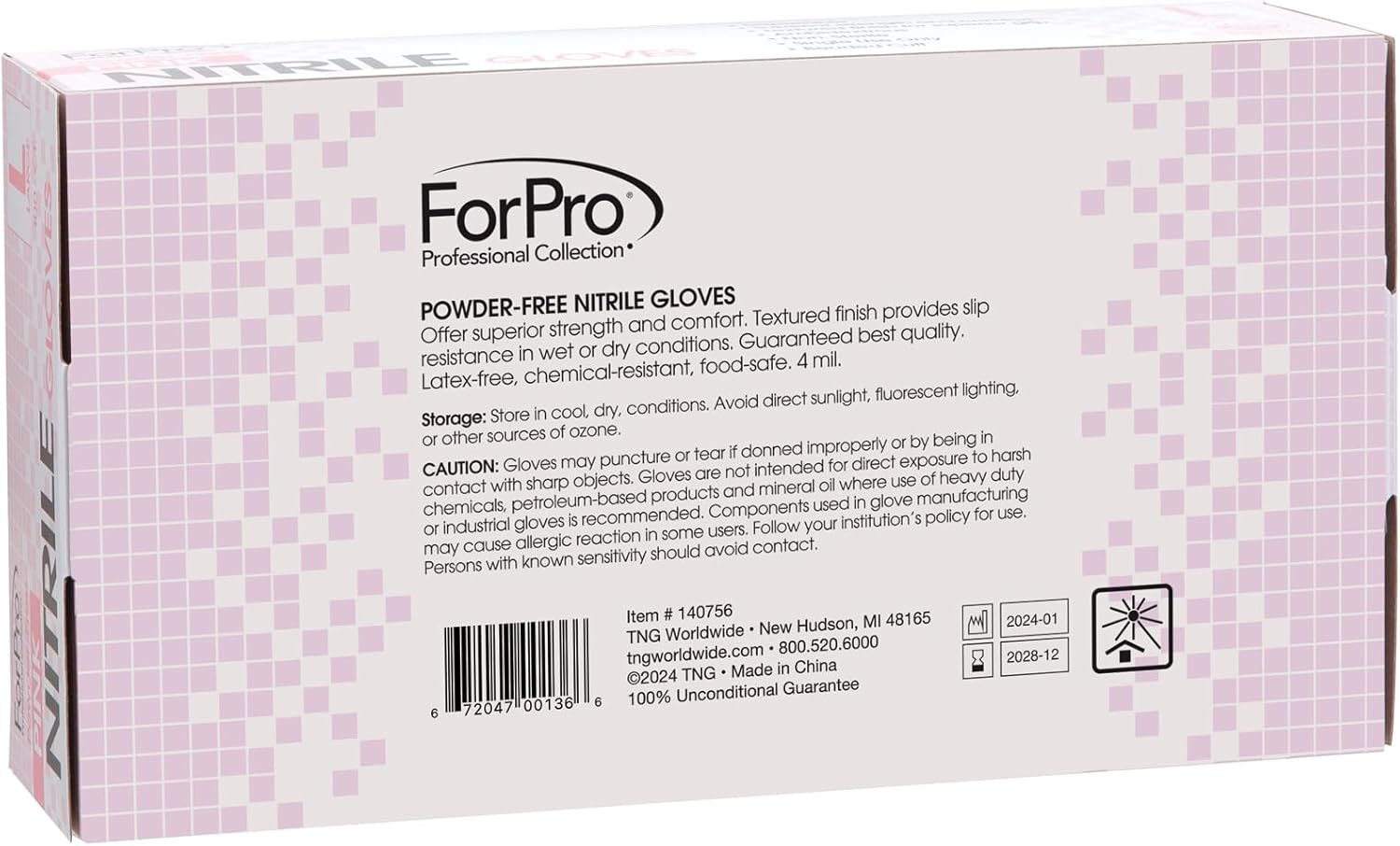 ForPro Professional Collection Disposable Nitrile Gloves, Chemical Resistant, Powder-Free, Latex-Free, Non-Sterile, Food Safe, 4 Mil, Black, Large, 100-Count