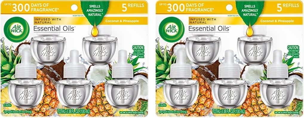 Air Wick Plug in Scented Oil Refill, 5 ct, Sandalwood , Air Freshener, Essential Oils