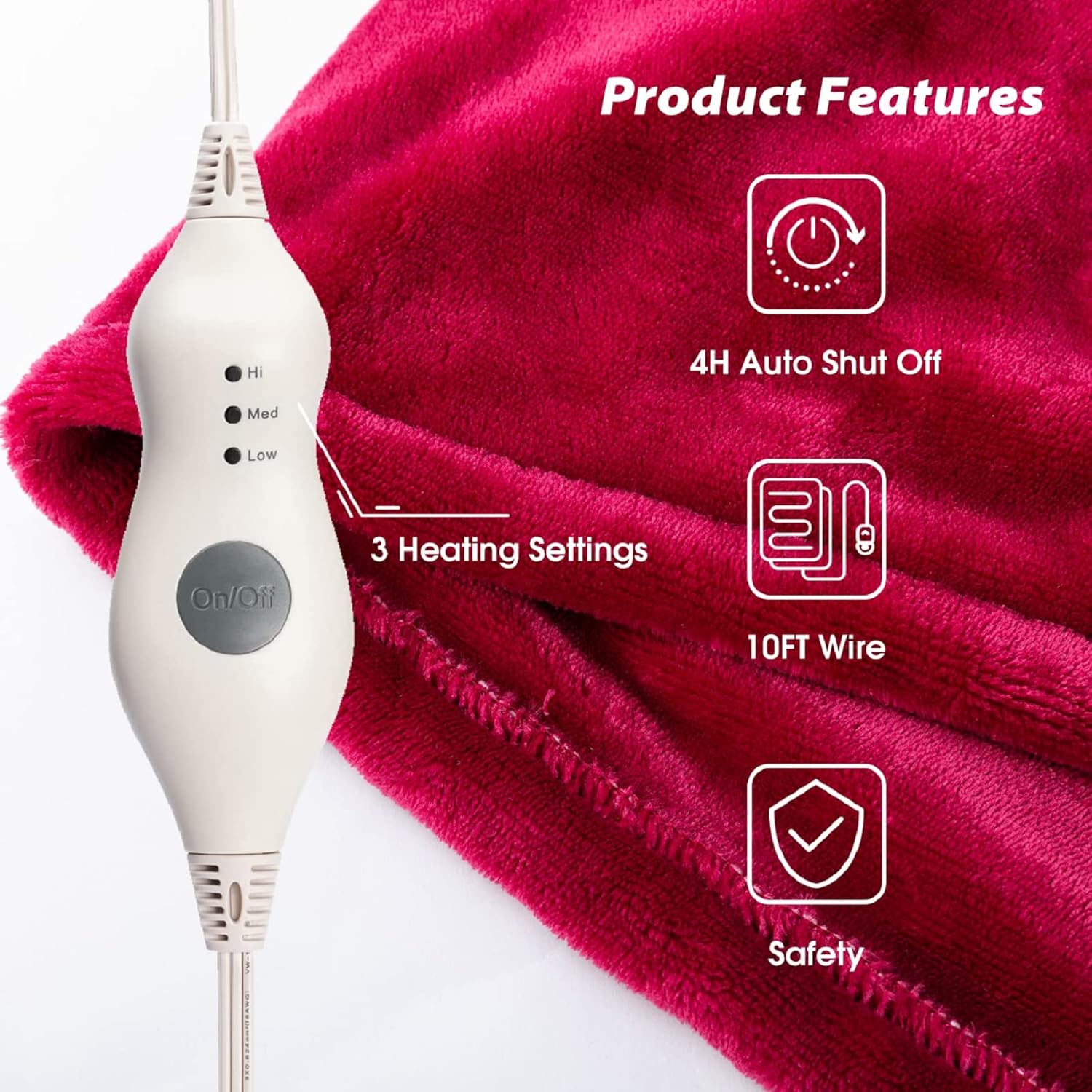 Tefici Electric Heated Blanket Throw, Super Cozy Soft 2-Layer Flannel 50
