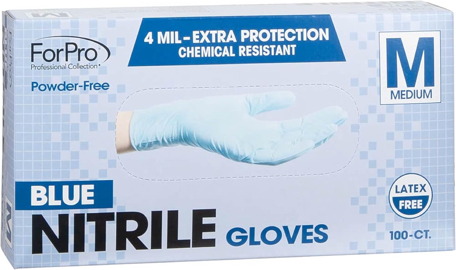 ForPro Professional Collection Disposable Nitrile Gloves, Chemical Resistant, Powder-Free, Latex-Free, Non-Sterile, Food Safe, 4 Mil, Black, Large, 100-Count